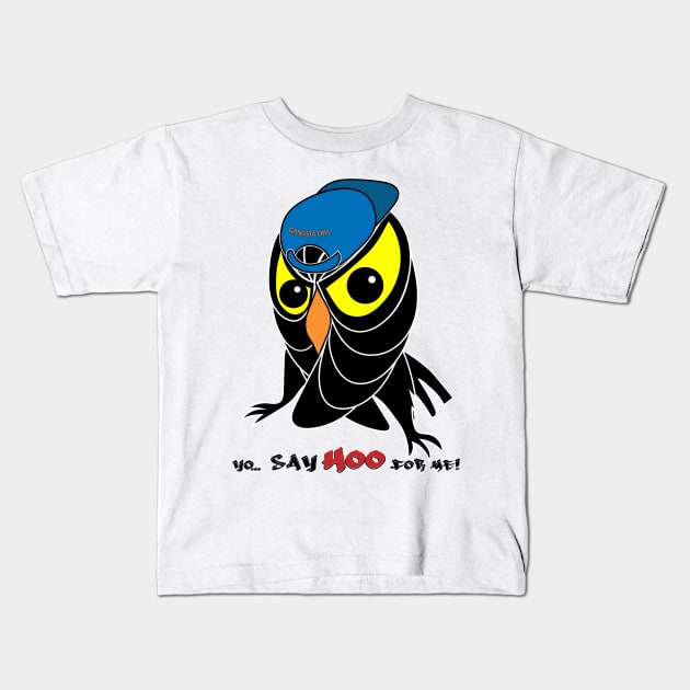 Gangsta Rap Owl Kids T-Shirt by lidijaarts